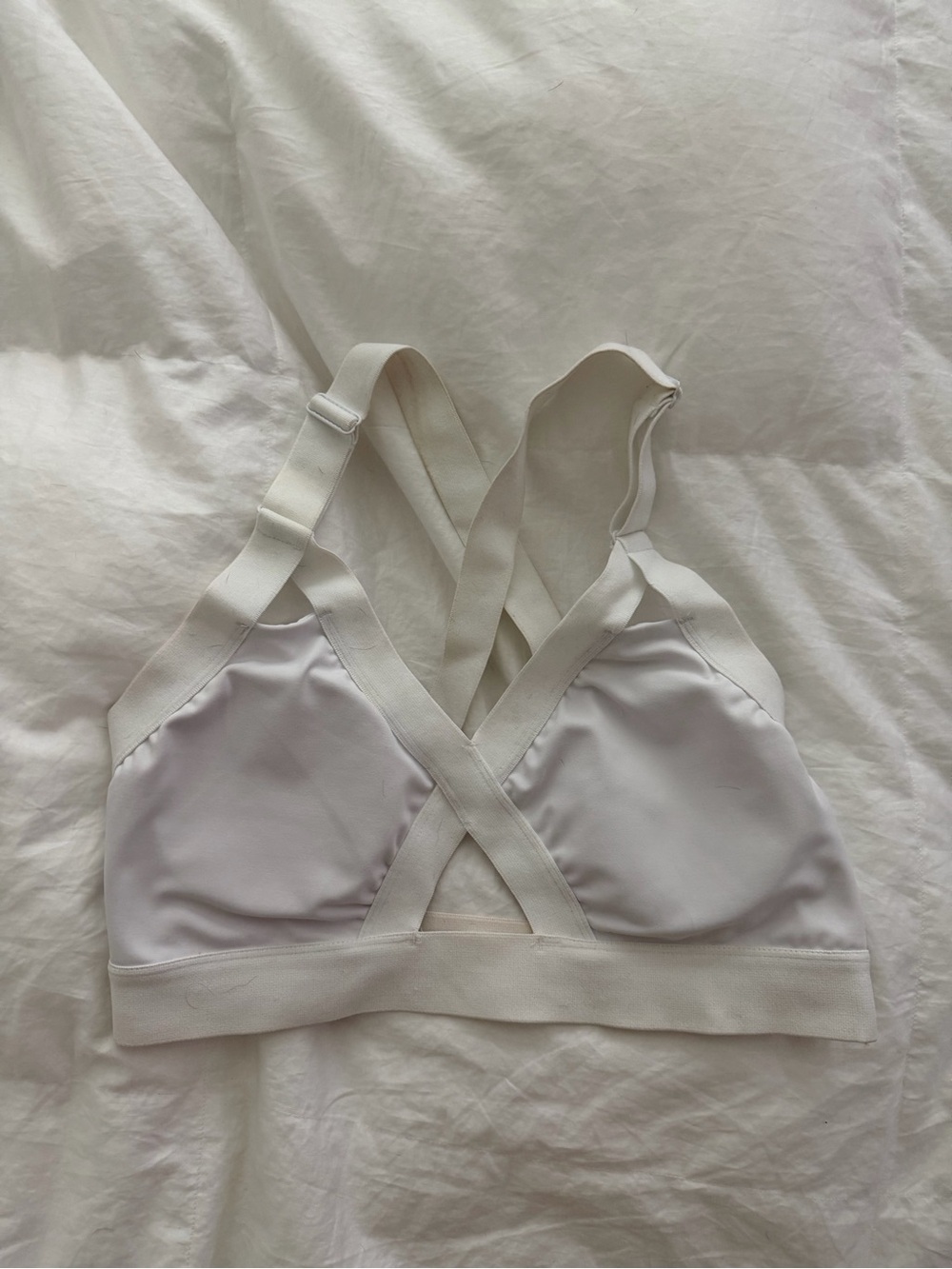 BuffBunny White Cross-Strap Sports Bralette